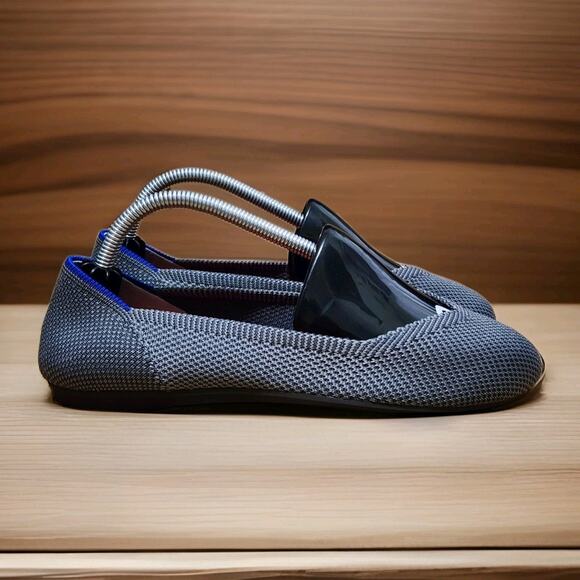 ROTHY'S The Flat Round Toe Gray Knit Birdseye Ballet Comfort Shoes Size 5.5 - Picture 2 of 9